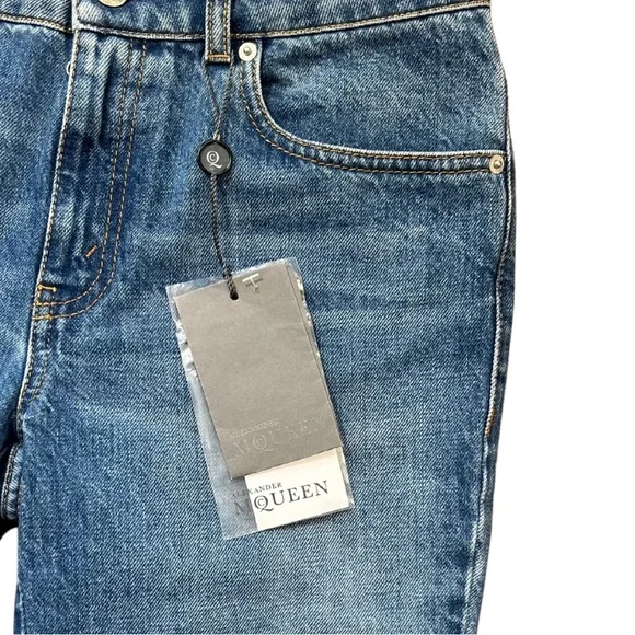 AUTHENTIC Alexander McQueen Women's Light/Dark Wash Straight Blue